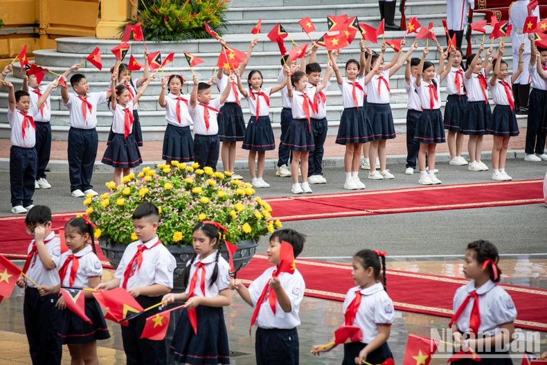 [Ảnh] Chủ tịch nước Tô Lâm chủ trì lễ đón Tổng thống Timor Leste José Ramos-Horta thăm cấp Nhà nước tới Việt Nam ảnh 3