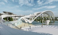 Puente peatonal con forma de hoja de palma sobre el río Saigón construido con fondos de patrocinio