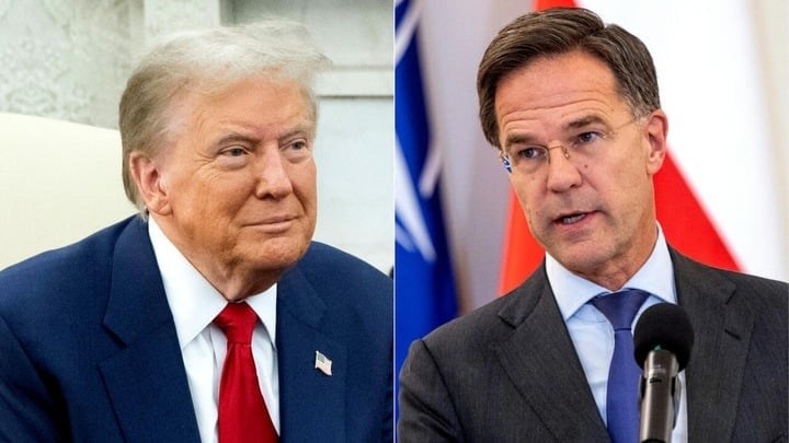 Tổng thống Mỹ đắc cử Donald Trump và Tổng thư ký NATO Mark Rutte (phải). (Ảnh: Reuters)