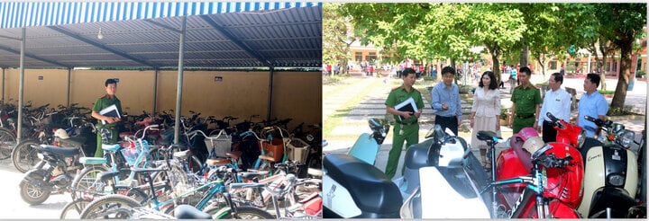 The working group inspected the parking lot of Hoang Van Thu Secondary School, Nam Dinh.