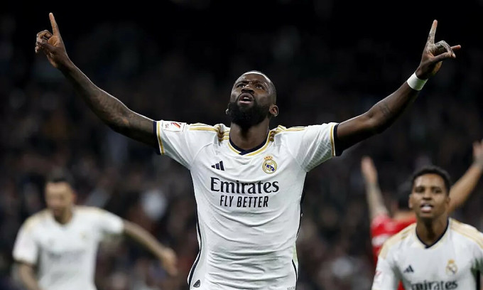 Le défenseur central Rudiger était ému après avoir marqué. Photo : Marca