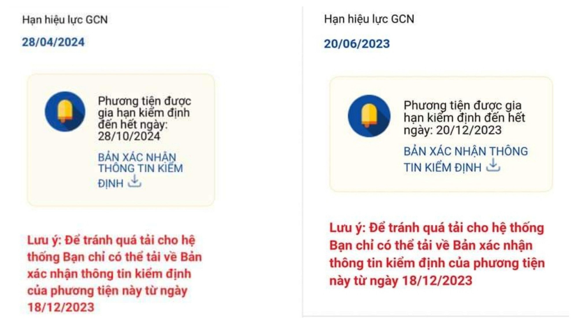 Được tự động gia hạn đăng kiểm nhưng chưa thể tải về giấy xác nhận điện tử - Ảnh 1.