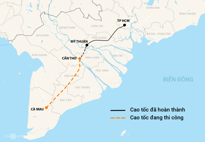 Ruta de la autopista Can Tho – Ca Mau. Gráficos: Manh Cuong