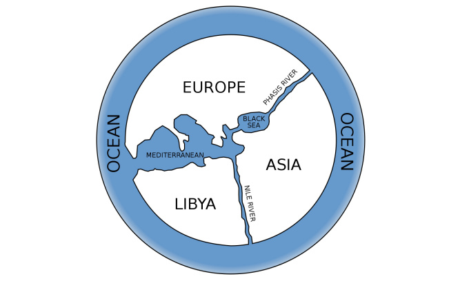 Carte du monde connu d'Anaximandre. Photo : Wikimédia