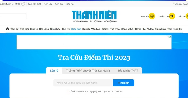 Thí sinh tra cứu điểm thi lớp 10 trên Báo Thanh Niên điện tử