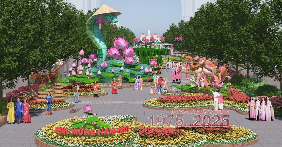 90 mascottes de serpents « s'enroulent » sur la rue des fleurs Nguyen Hue Tet 2025