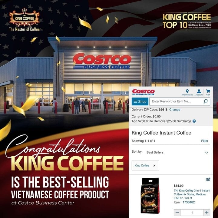 King Coffee 3in1 là cà phê Việt bán chạy nhất tại chuỗi bán sỉ Costco, Mỹ - 1