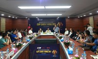 Scène de la conférence de presse annonçant la Victory Cup 2017 à Hanoi le matin du 12 septembre.