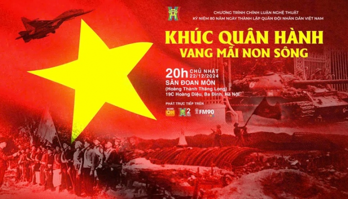 Hanoi Radio organizes a special political art program called "The military march echoes forever in the mountains and rivers"