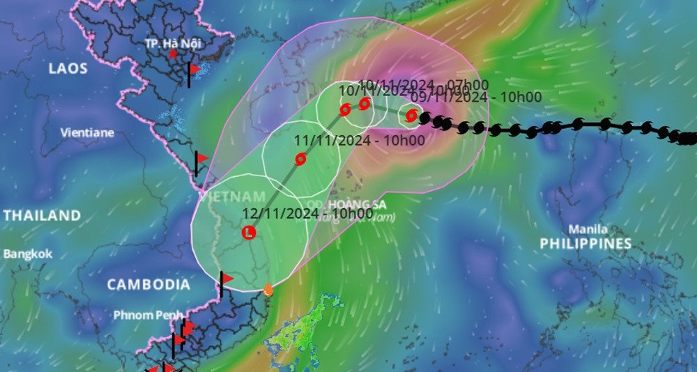Bão số 7 Yinxing còn mạnh cấp cực đại, suy yếu nhanh khi gặp không khí lạnh