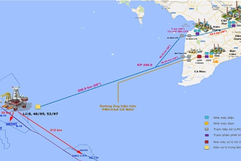 Diagram of the Block B - O Mon gas power project chain. (Photo: PVN)