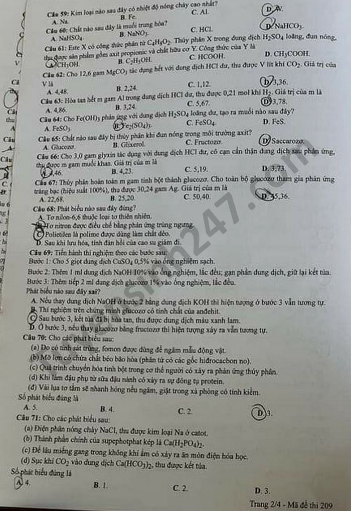 Đề thi môn Hóa tốt nghiệp THPT 3 năm gần đây có đáp án- Ảnh 12.