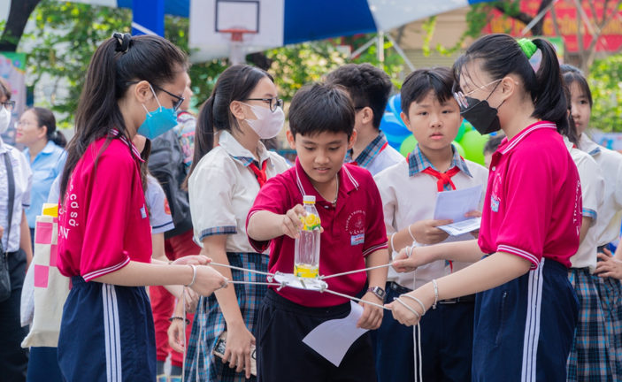 Children participate in games at the program.