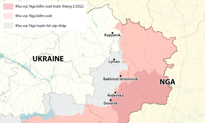 Location of Avdeevka and neighboring towns. Graphics: RYV