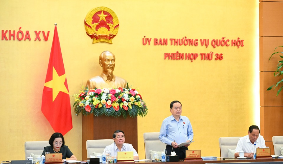 Le président de l'Assemblée nationale, Tran Thanh Man, a souligné la nécessité de garantir la qualité de l'élaboration des lois. Photo: Quochoi.vn