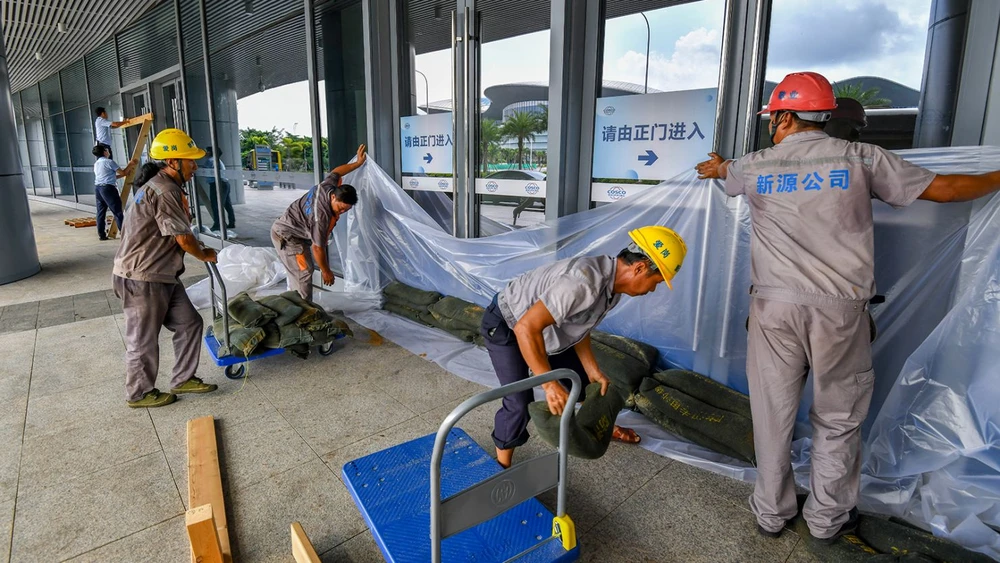 Hainan Province reinforces its office ahead of super typhoon Yagi. Photo: Xinhua