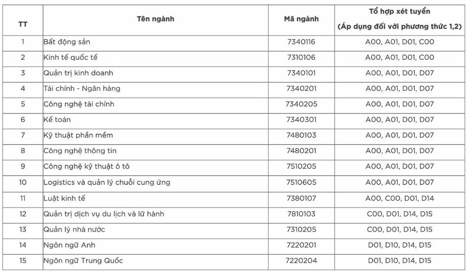 Friendship University of Technology and Management is recruiting 15 additional training majors in 2024. Photo: Screenshot