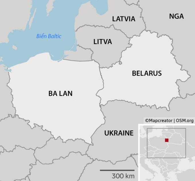 Vị trí Belarus, Ba Lan, Litva và Latvia. Đồ họa: CBC