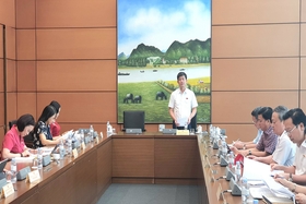 Delegation of National Assembly deputies of Quang Tri province participated in group discussions on draft laws.