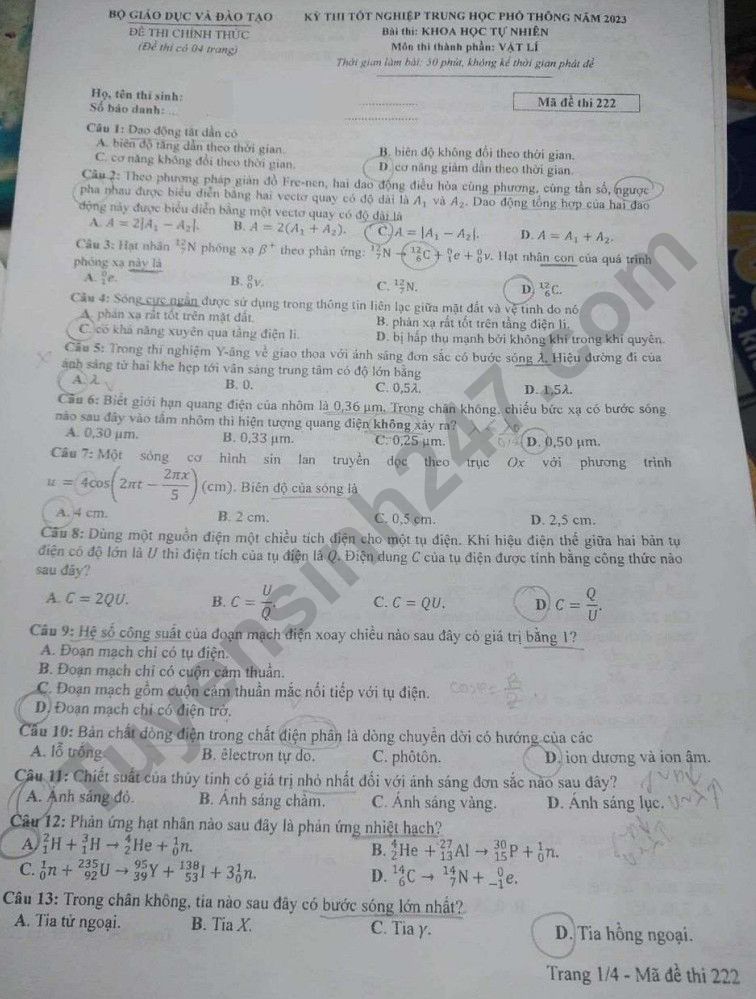 Examen de graduación de secundaria 2023 código de examen de física 222 imagen 1