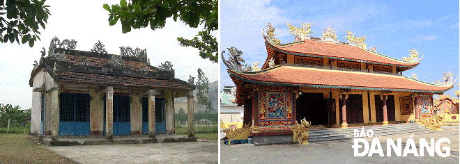 Đình làng Phước Lý cũ (ảnh trái) và mới. Ảnh: V.T.L