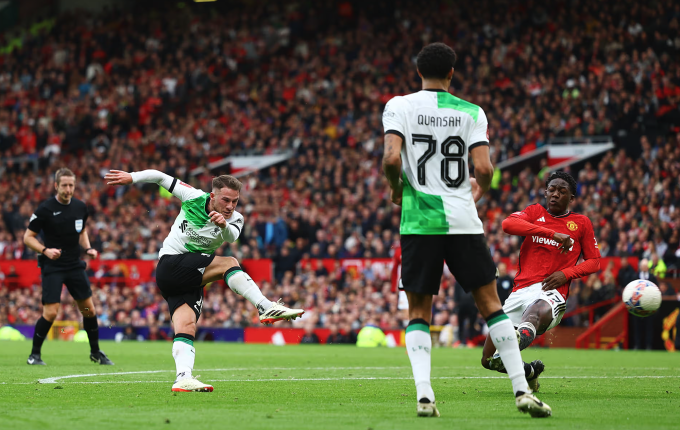 Mac Allister equalized for Liverpool late in the first half. Photo: Reuters