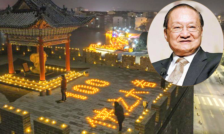 Xiangyang people light candles to remember Jin Yong