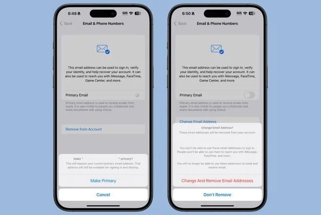 Apple iOS 181 permite cambiar la dirección de correo electrónico principal directamente en la imagen 2 del iPhone