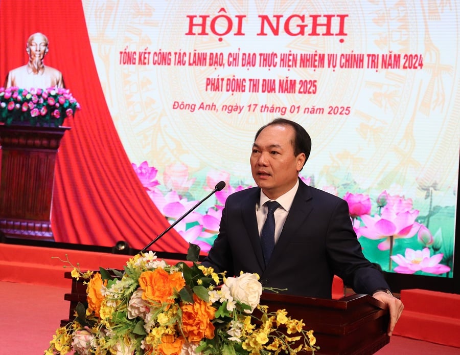 Chủ tịch UBND huyện Đông Anh Nguyễn Anh Dũng phát động phong trào thi đua năm 2025.