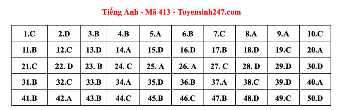 Suggested answers for 24 English exam codes for high school graduation 2023