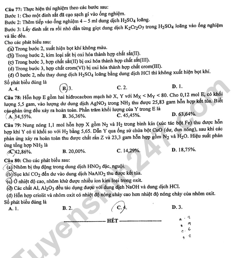 ข้อสอบเตรียมสอบเข้า ม.ปลาย 2566 วิชาเคมี รหัส 222 รูปที่ 4