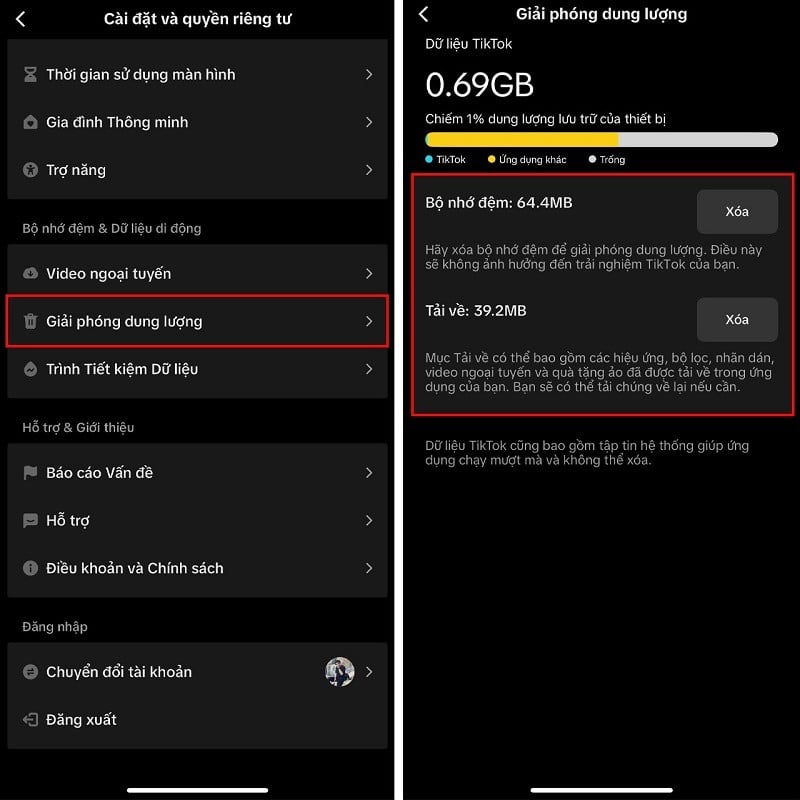 Cách giải phóng dung lượng TikTok giúp điện thoại mượt mà hơn