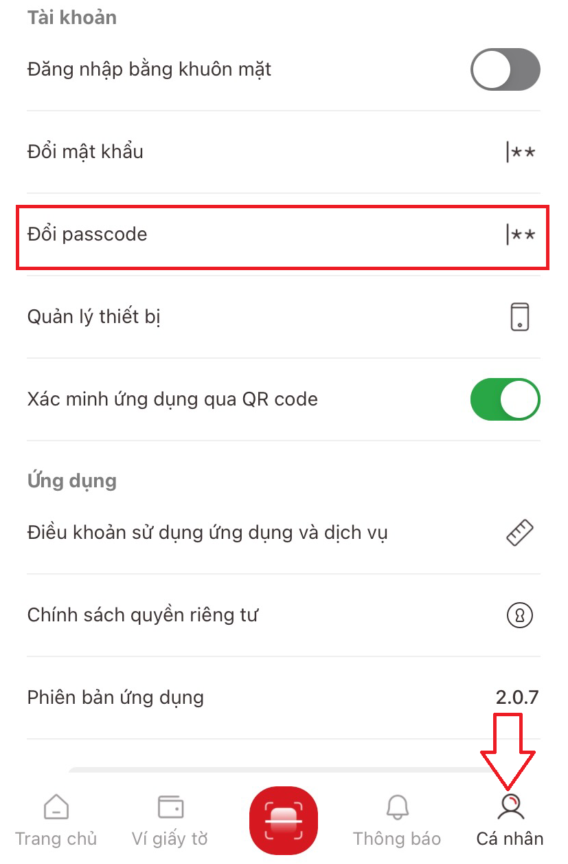 Hướng dẫn cách đổi mật khẩu, passcode VNeID