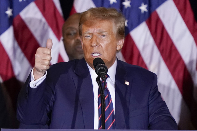 El expresidente Donald Trump habla en Nashua, Nueva Hampshire, el 23 de enero. Foto: AP