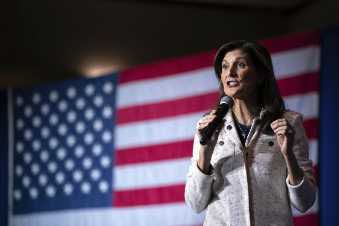 La ex embajadora de Estados Unidos ante las Naciones Unidas, Nikki Haley, habla en North Charleston, Carolina del Sur, el 24 de enero. Foto: AP