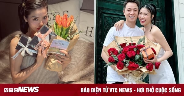 Thu Trang received a bouquet of fried chicken thighs from her husband on March 8th.