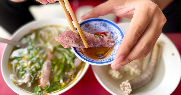 Einzigartige und seltsame frische Tintenfisch-Nudelsuppe in Da Nang