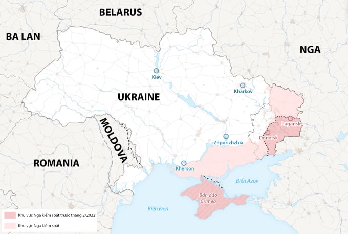 Die Situation des Krieges zwischen Russland und der Ukraine. Grafik: WP