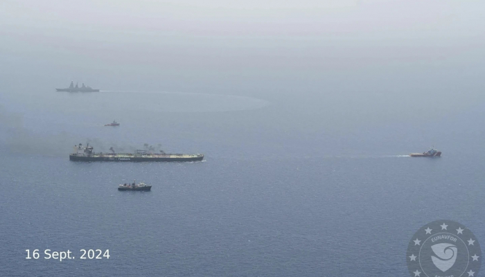 Burning ship safely pulled out of Yemen after Houthi attack