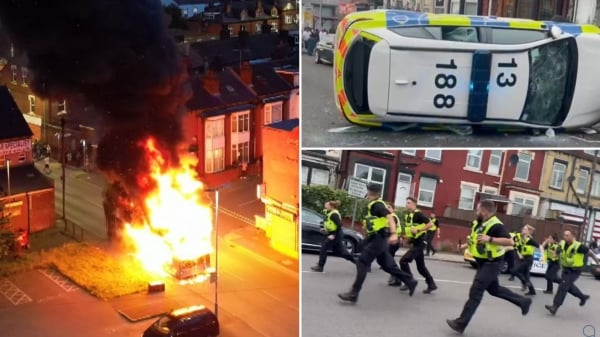 Émeutes à Leeds, bus en feu, voiture de police renversée, le ministre de l'Intérieur «horrifié»