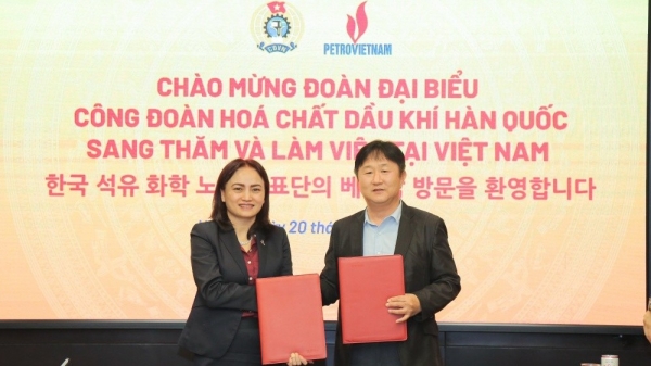 Vietnam Oil and Gas Trade Union promotes cooperation with Korea Petroleum Chemical Trade Union