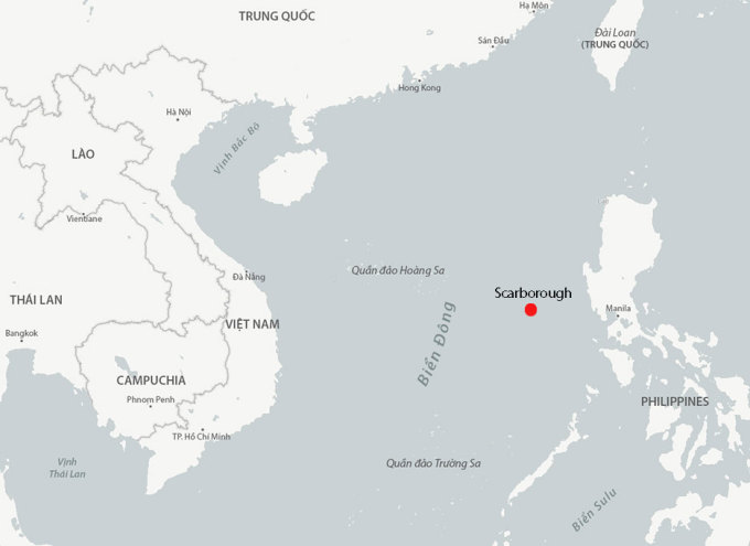 南シナ海のスカボロー礁の位置。図：CSIS