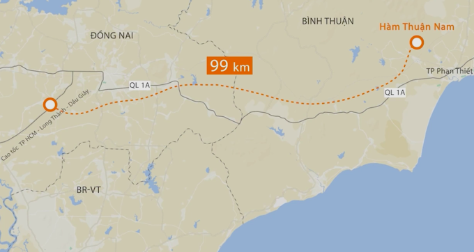 Route der Schnellstraße Dau Giay – Phan Thiet. Grafik: Thanh Huyen