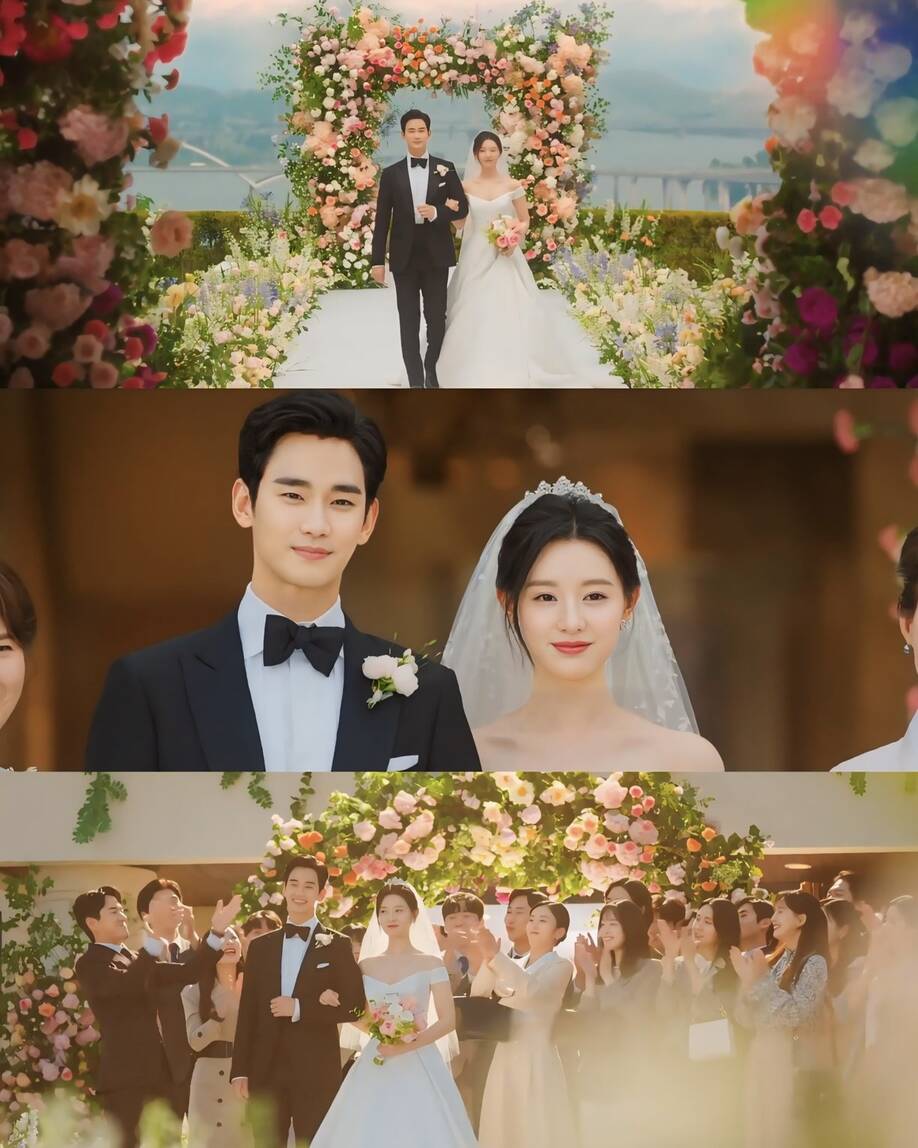 โมเมนต์แห่งความสุขของคิมจีวอนและคิมซูฮยอน ใน “Queen of Tears“ ภาพ: ผู้ผลิต