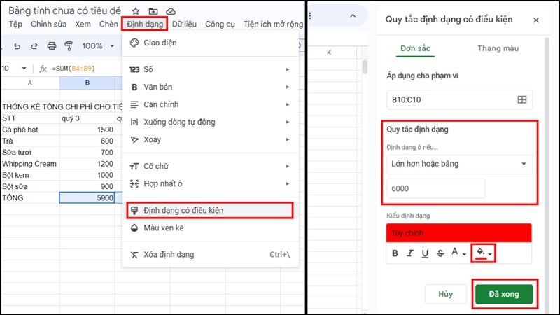 Hướng dẫn tô màu ô trống trong Google Sheets cực đơn giản