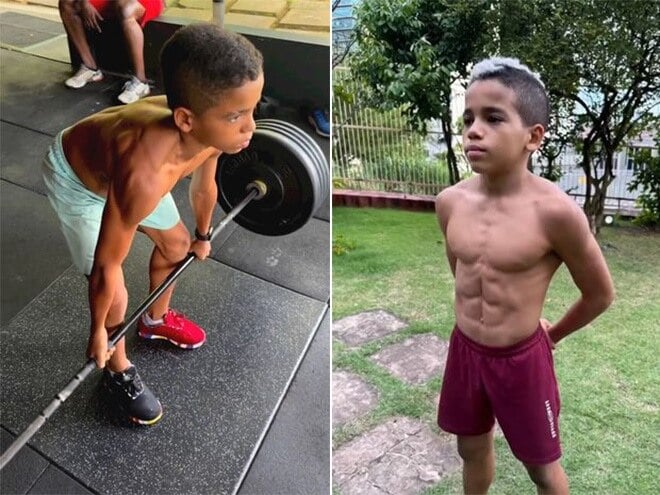 12-year-old boy with 6-pack abs, lifts weights 3 times his body weight - 1