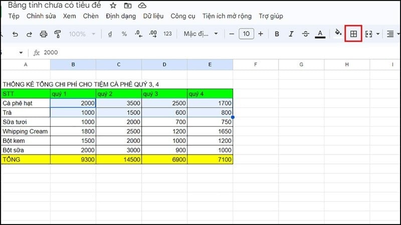 Cách tạo màu viền ô trong Google Sheets siêu đơn giản