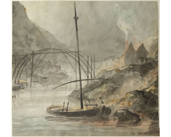 Peinture Pont de Fer en construction par Elias Martin, juillet 1779.  Photo : Planète amusante