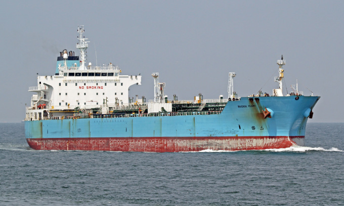 Das MLL-Frachtschiff Maersk Peary segelt 2023 vor der niederländischen Küste. Foto: Shipspotting