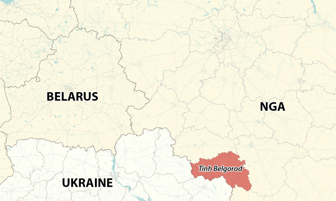 Lage der Oblast Belgorod in Russland. Grafik: RYV